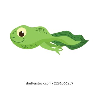 Smiling green baby tadpole icon isolated