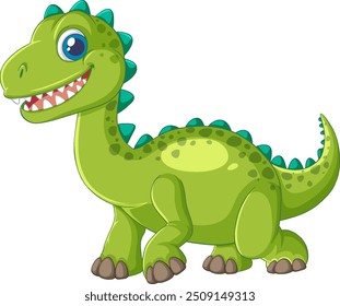 Dinosaurio verde sonriente con los ojos azules