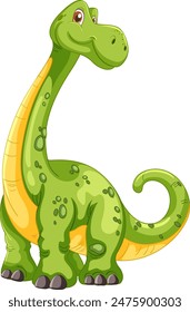 Smiling green dinosaur with a long neck