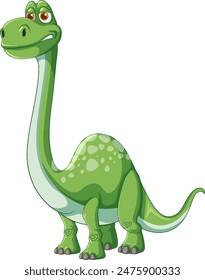 Smiling green dinosaur with long neck