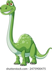 Smiling green dinosaur with a long neck