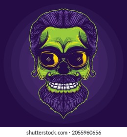 smiling green face with glasses