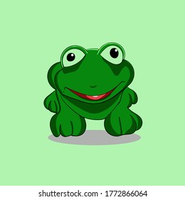 smiling green frog vector illustration 