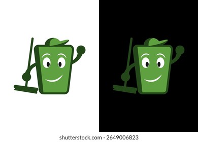 Smiling Green Trash Can Character Mascot