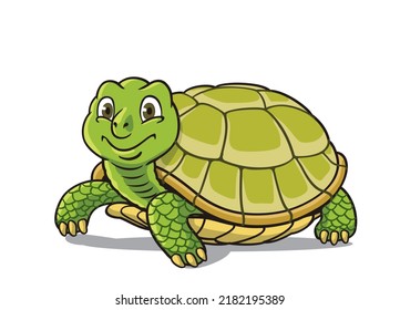 Smiling Green Turtle Cartoon Vector Illustration Stock Vector (Royalty ...