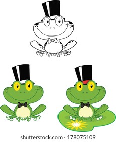 Smiling Groom Frog Cartoon Character. Set Vector Collection