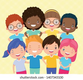 Smiling Group Girls Boys Kids Zone Stock Vector (Royalty Free ...