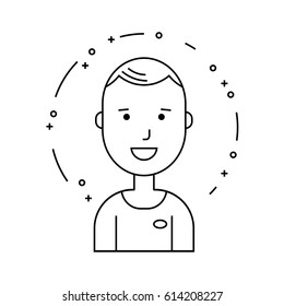 Smiling guy character, minimalism cartoon flat