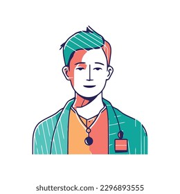 Smiling guy in suit isolated icon isolated