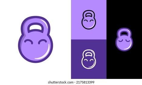 Smiling Gym Dumbblle Fintess Sporty Logo Design Concept 