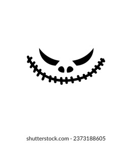 Smiling Halloween monster face on white background