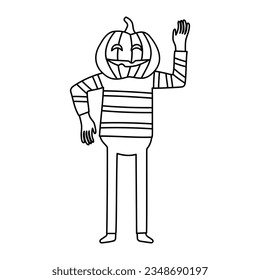 Hombre sonriente cabeza de calabaza de Halloween