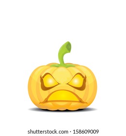 Smiling Halloween Pumpkin isolated on white background. Scary Jack. Vector illustration