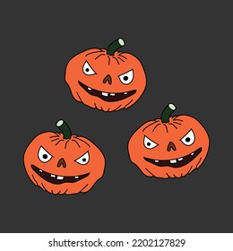 Smiling Halloween Pumpkin Vector Illustration. Halloween item for design. Editable colored vector. 