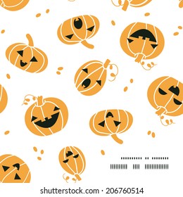 Smiling Halloween pumpkins frame corner pattern background