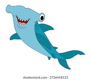 Tiburón sonriente del martillo en el fondo blanco