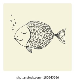 smiling hand drawn fish