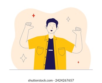 Smiling happily forms your own happiness, vector illustration.