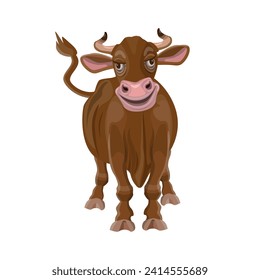 Smiling happy cartoon cow. Vector illustration isolated on a white background