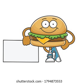 smiling happy cheese hamburger cartoon character isolated on white background