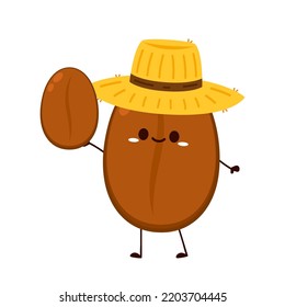 Smiling happy coffee bean. Vector flat cartoon character illustration icon design.Isolated on white background. Coffee bean character concept.