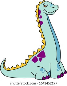 Smiling happy Diplodocus. Cute dinosaur for children books or party decoration.
