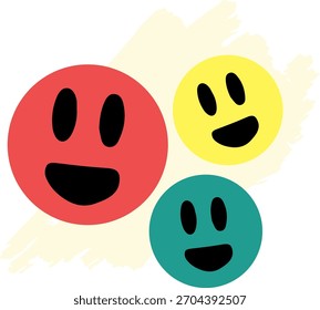Lächelnde und fröhliche Emoji Gesichter, lustige bunte flache Design-Ikone für positive Emotionen gesetzt.