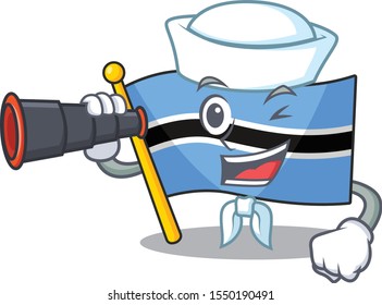 Smiling happy flag botswana as a Sailor with binocular