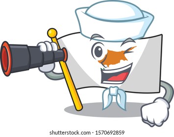 Smiling happy flag cyprus as a Sailor with binocular