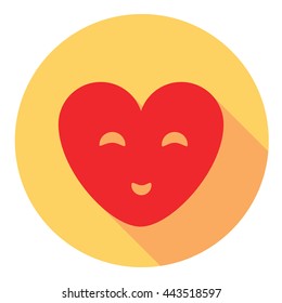 Smiling Happy Heart Flat Style Design Icon