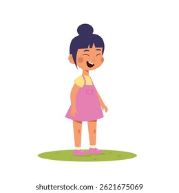 Smiling happy kid standing isolated on white background. Vector illustration cartoon flat style.