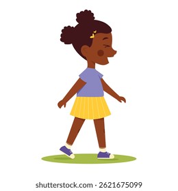 Smiling happy kid walking isolated on white background. Vector illustration cartoon flat style.