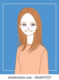 smiling happy lovely lady portrait cartoon character illustration