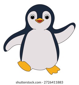 Pingüino feliz sonriente aislado en el fondo blanco