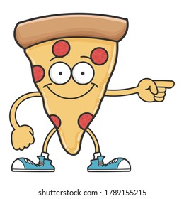 Smiling Happy Pizza Cartoon Character Isolated Stock Vector (Royalty ...