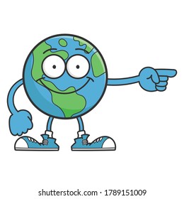 smiling happy planet earth cartoon character isolated on white
