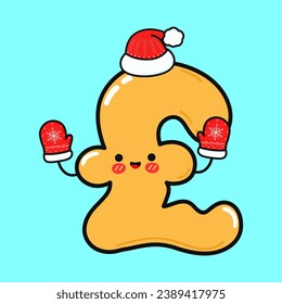 Smiling happy Pound Sign and christmas. Vector flat cartoon character illustration icon design. Isolated on blue background