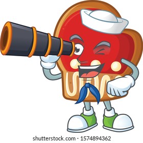 Smiling happy Sailor with binocular  cookies cartoon design