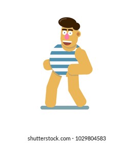 Smiling happy sailor character. Vector isolated illustration on the white background.