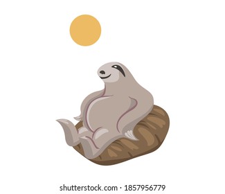 Smiling and Happy Sloth Illustration