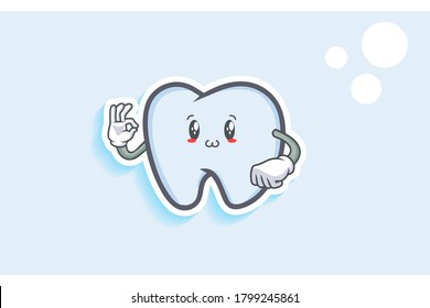 GLÜCK, GLÜCKLICH, UWU konfrontiert Emotion. Schöne Hand Gesture. Zahn Cartoon Zeichnung Maskottabbild.