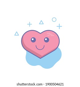 smiling heart emoticon. kawaii cartoon illustration.funny vector illustration.