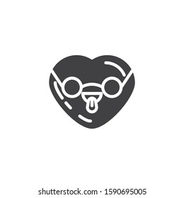 Smiling heart Face With Sunglasses emoji vector icon. filled flat sign for mobile concept and web design. Heart shape emoticon with glasses glyph icon. Love symbol, logo illustration. Vector graphics