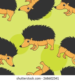 Smiling hedgehog seamless pattern