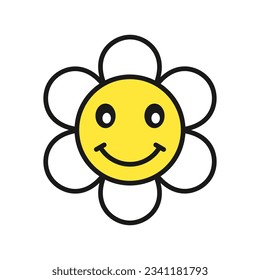 Smiling hippie chamomile flat illustration.