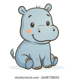 Ilustração do vetor animal de desenhos animados do hipopótamo sorridente 