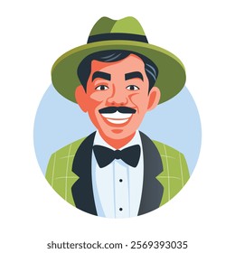 Smiling hispanic character illustration in flat style 