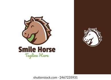 Smiling Horse Cartoon Logo Design