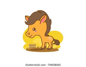 Smiling Horse Cartoon Mascot Character on white background