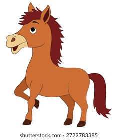 Smiling horse on white background